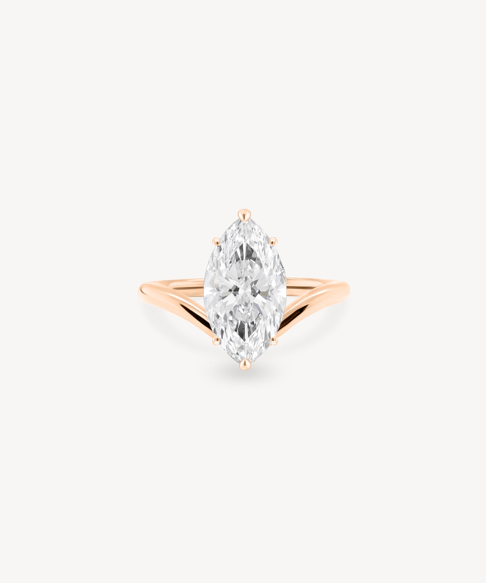 V-Shaped Marquise Cut Diamond Solitaire Ring