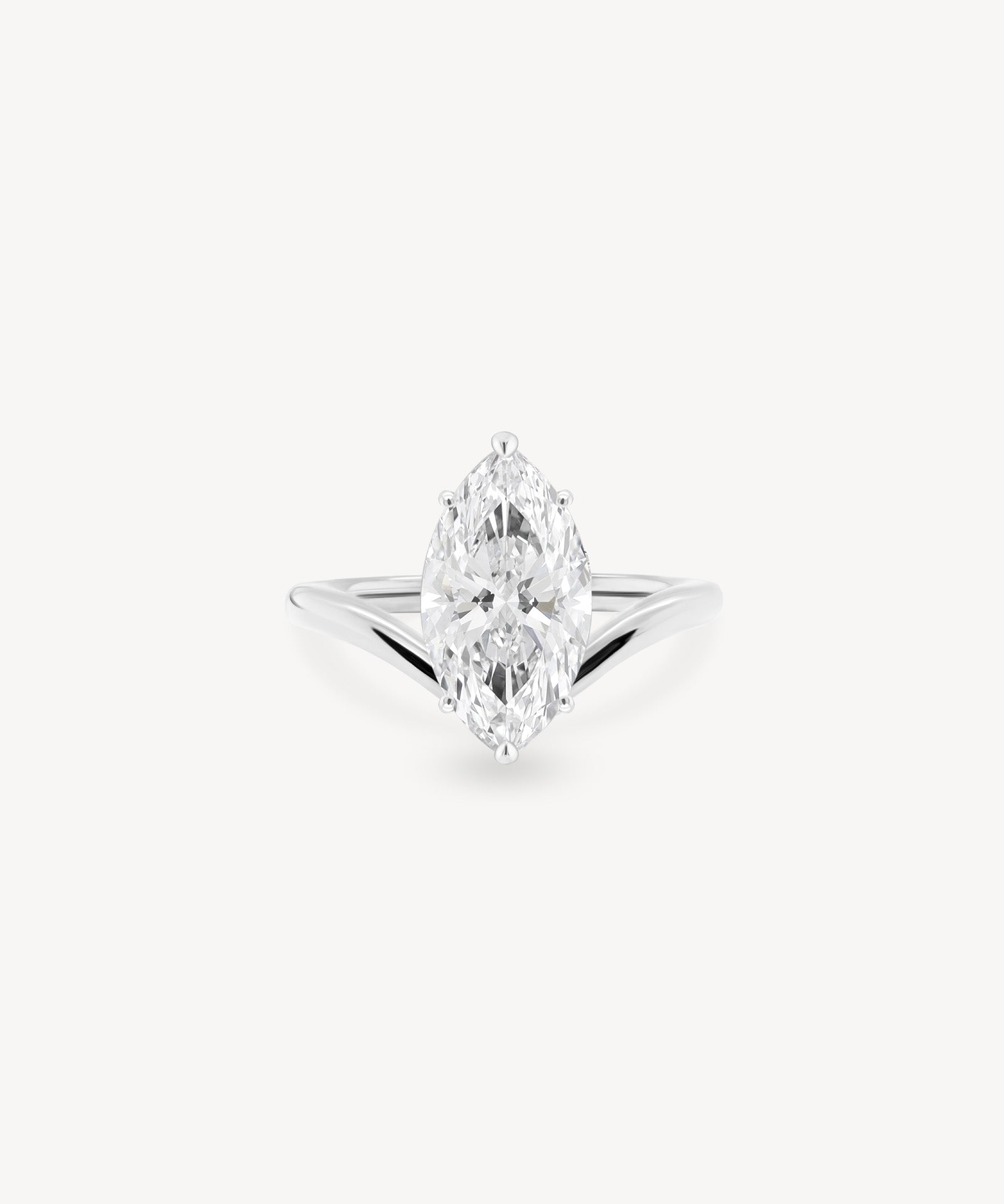 V-Shaped Marquise Cut Diamond Solitaire Ring