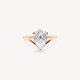 V-Shaped Pear Cut Diamond Solitaire Ring