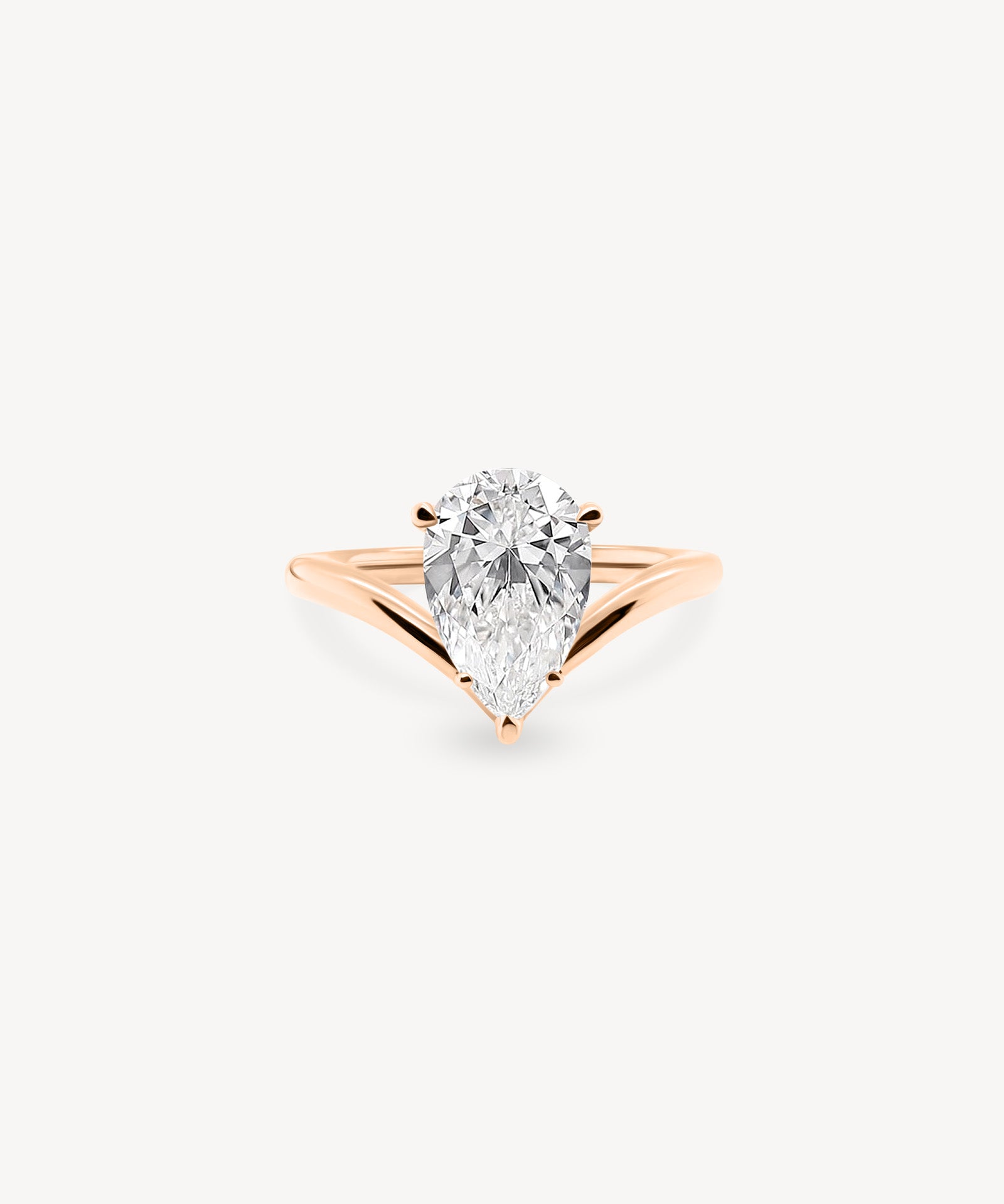 V-Shaped Pear Cut Diamond Solitaire Ring
