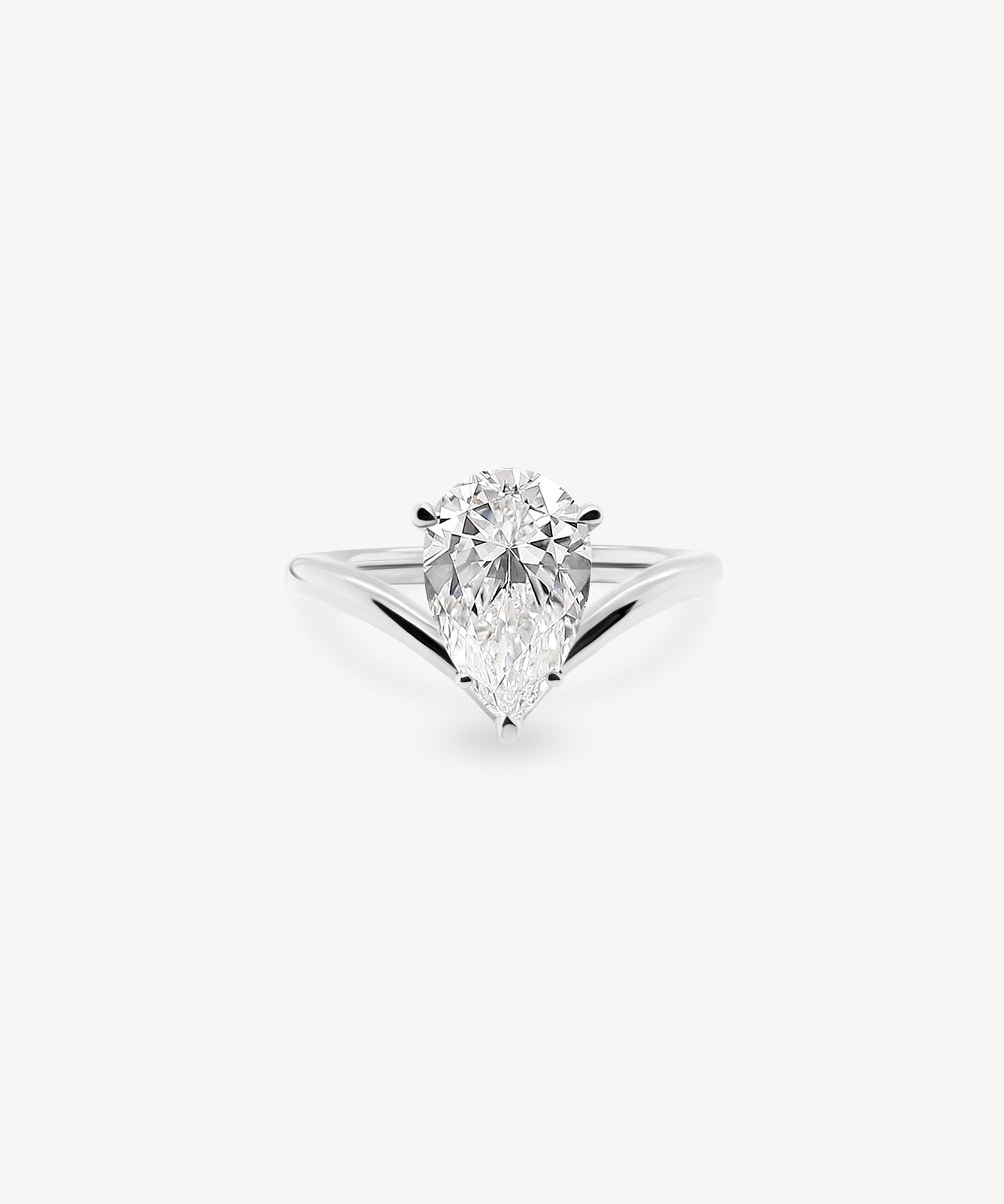 V-Shaped Pear Cut Diamond Solitaire Ring
