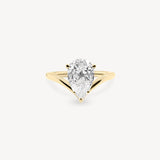 V-Shaped Pear Cut Diamond Solitaire Ring