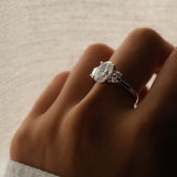 Oval Cut Diamond Three Stone Ring With Oval Cut Side Stones
