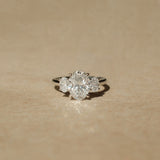 Oval Cut Diamond Three Stone Ring With Oval Cut Side Stones