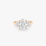 Oval Cut Diamond Three Stone Ring With Oval Cut Side Stones