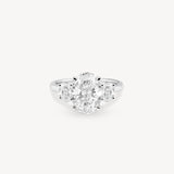 Oval Cut Diamond Three Stone Ring With Oval Cut Side Stones