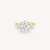 Oval Cut Diamond Three Stone Ring With Oval Cut Side Stones