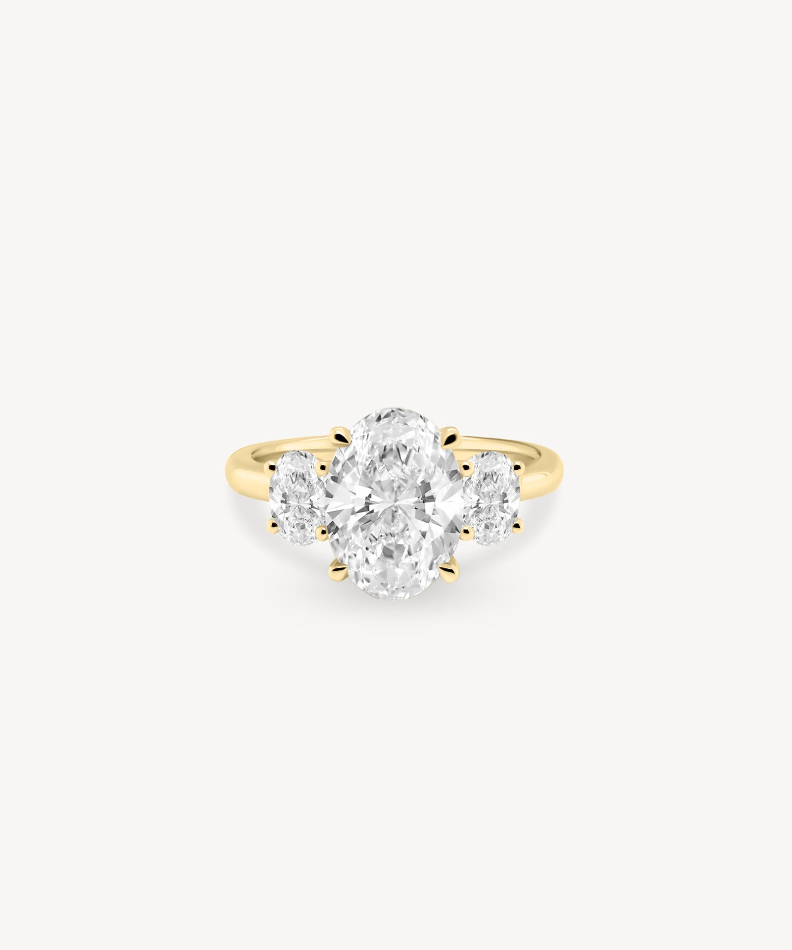 Oval Cut Diamond Three Stone Ring With Oval Cut Side Stones