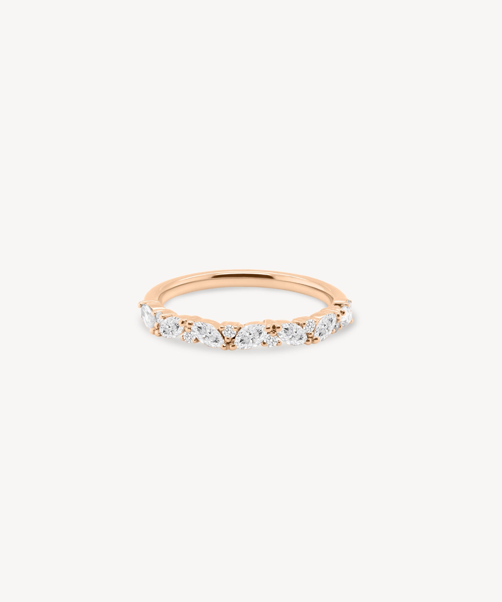 Marquise and Round Cut Diamond Half Eternity Ring