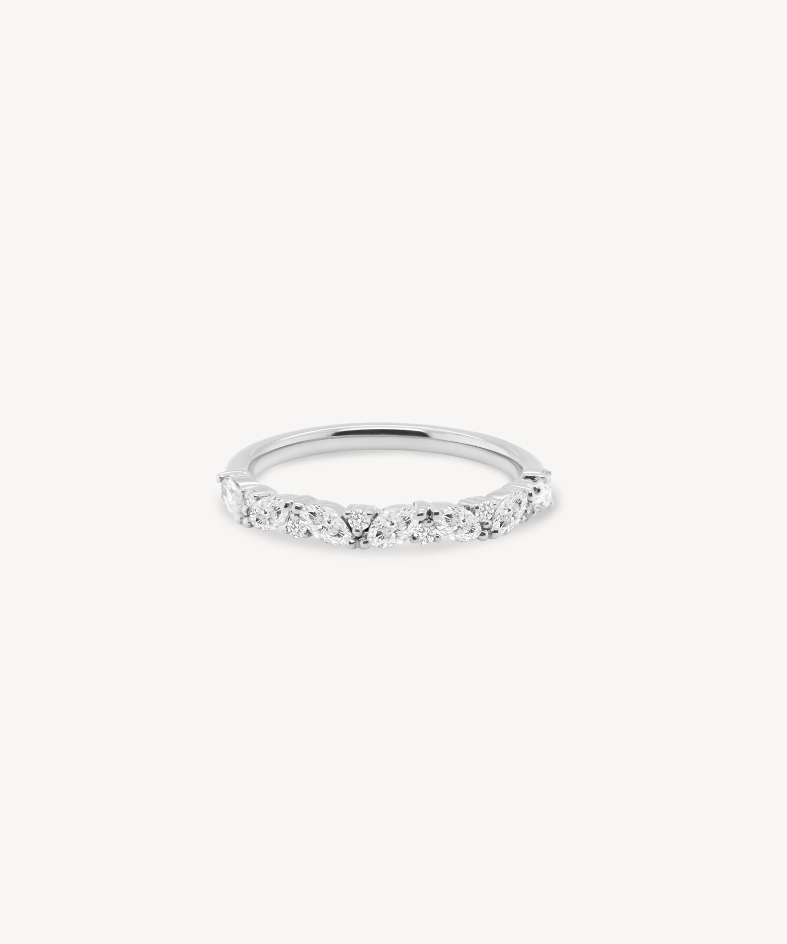 Marquise and Round Cut Diamond Half Eternity Ring