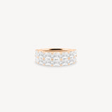 Emerald Cut Diamond Double Row Half Eternity Ring