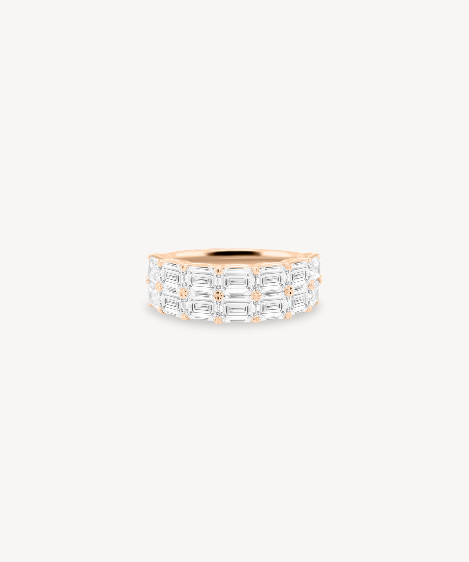 Emerald Cut Diamond Double Row Half Eternity Ring