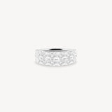 Emerald Cut Diamond Double Row Half Eternity Ring