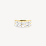 Emerald Cut Diamond Double Row Half Eternity Ring