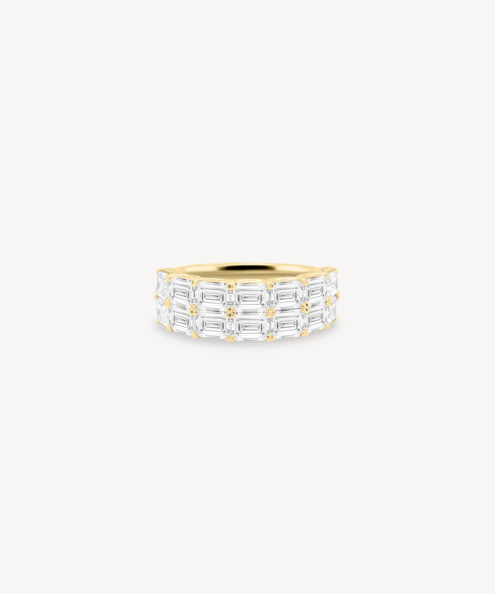 Emerald Cut Diamond Double Row Half Eternity Ring