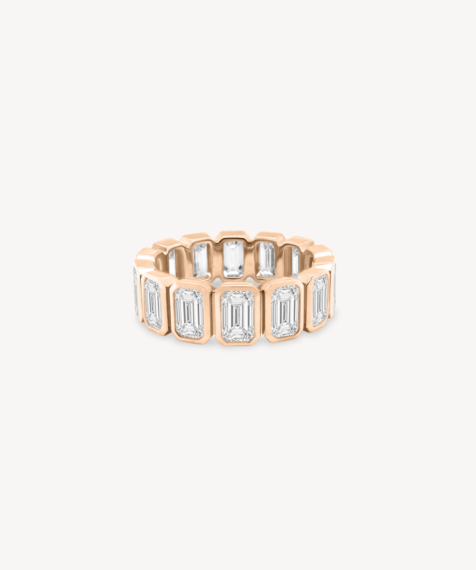 Emerald Cut Diamond Bezel Eternity Ring (Large)