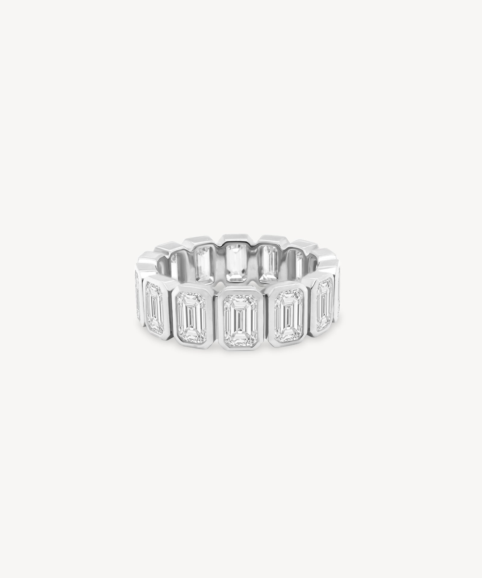 Emerald Cut Diamond Bezel Eternity Ring (Large)