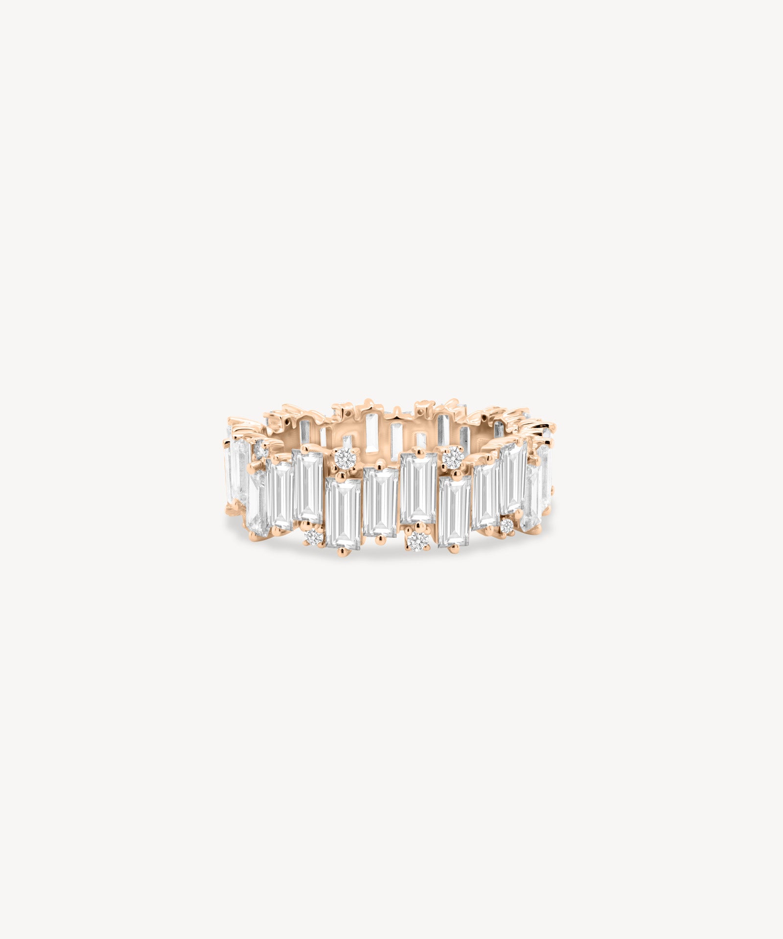 Staggered Baguette and Round Cut Diamond Eternity Ring