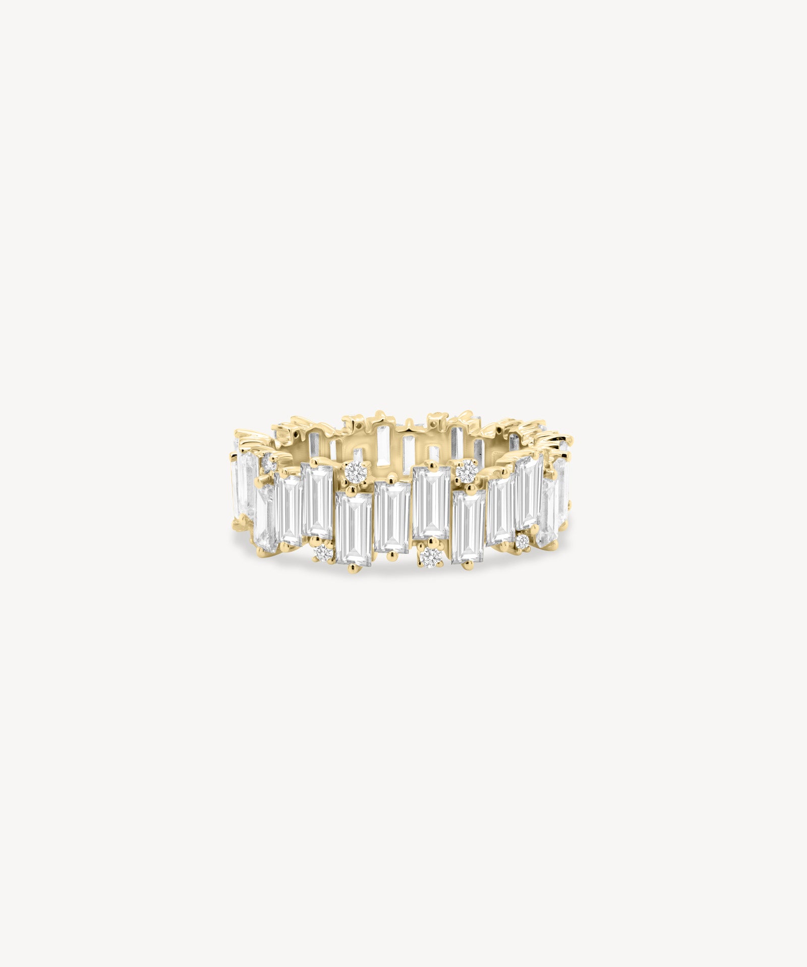 Staggered Baguette and Round Cut Diamond Eternity Ring