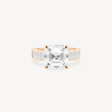 Asscher Cut Diamond Ring with Baguette Cut Band in Channel Setting