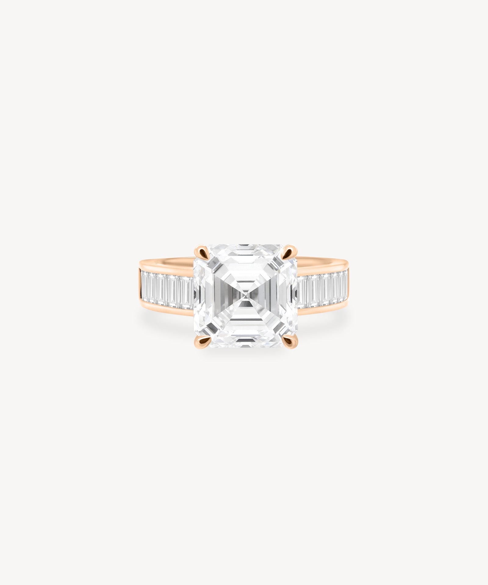 Asscher Cut Diamond Ring with Baguette Cut Band in Channel Setting