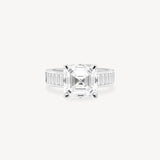 Asscher Cut Diamond Ring with Baguette Cut Band in Channel Setting
