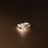 Emerald Cut Diamond Ring with Baguette Cut Band in Channel Setting