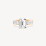Emerald Cut Diamond Ring with Baguette Cut Band in Channel Setting