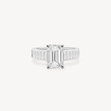 Emerald Cut Diamond Ring with Baguette Cut Band in Channel Setting