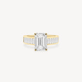 Emerald Cut Diamond Ring with Baguette Cut Band in Channel Setting