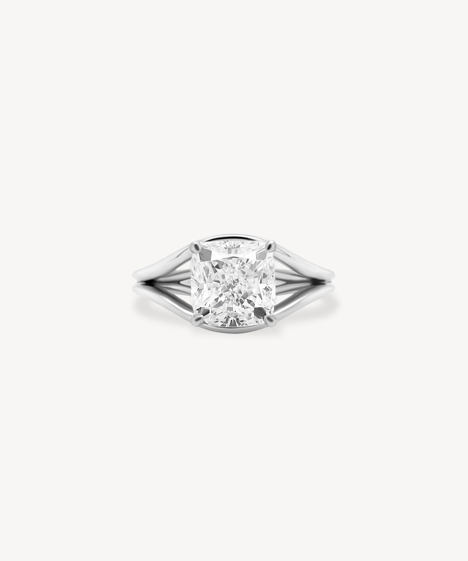 Cushion Cut Diamond Split Solitaire Ring