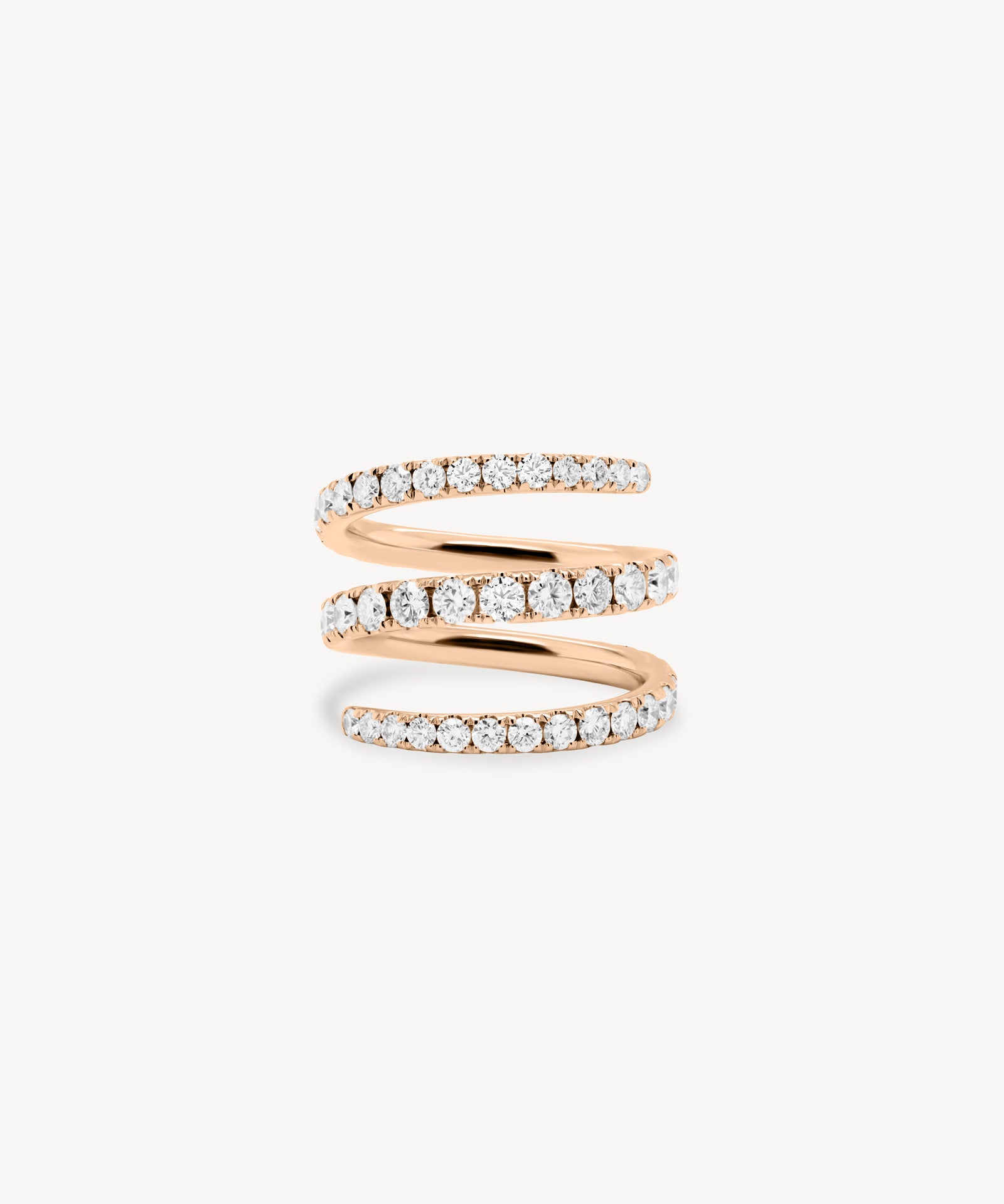 Round Cut Diamond Multi-Row Spiral Ring