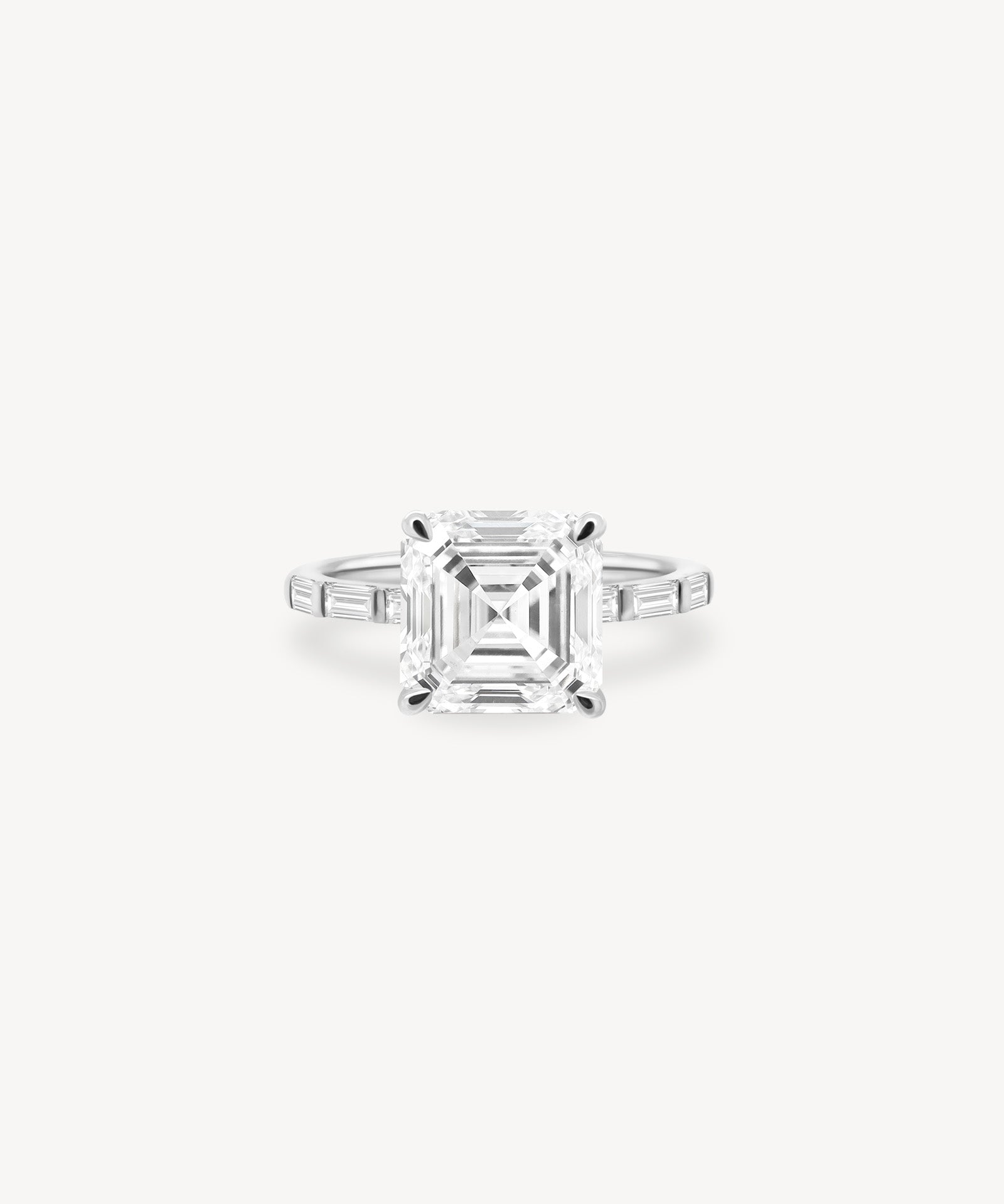 Asscher and Baguette Cut Diamond Ring in Bar Setting