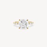 Asscher and Baguette Cut Diamond Ring in Bar Setting