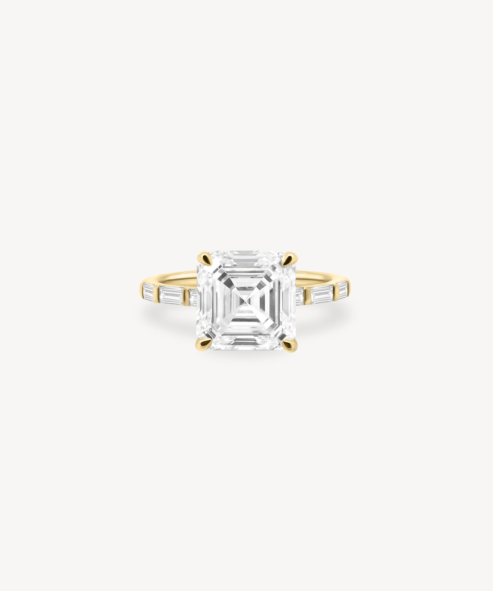 Asscher and Baguette Cut Diamond Ring in Bar Setting