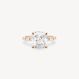 Cushion and Baguette Cut Diamond Ring in Bar Setting