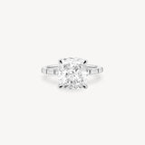 Cushion and Baguette Cut Diamond Ring in Bar Setting