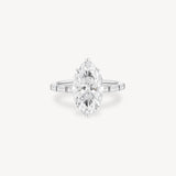 Marquise and Baguette Cut Diamond Ring in Bar Setting