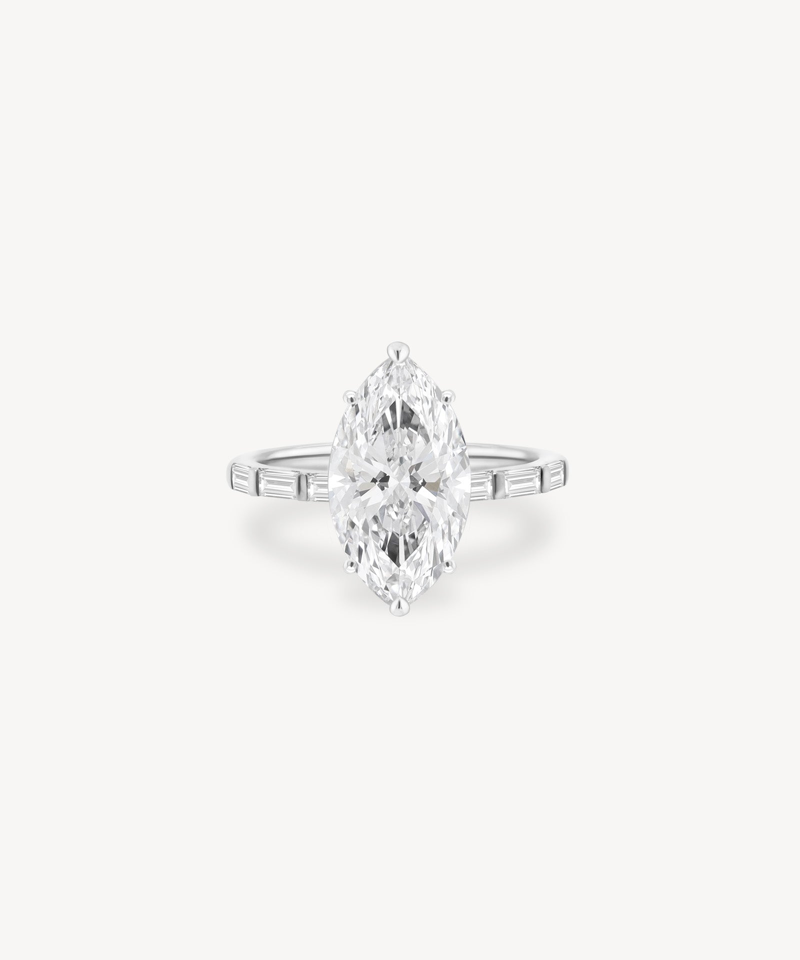 Marquise and Baguette Cut Diamond Ring in Bar Setting