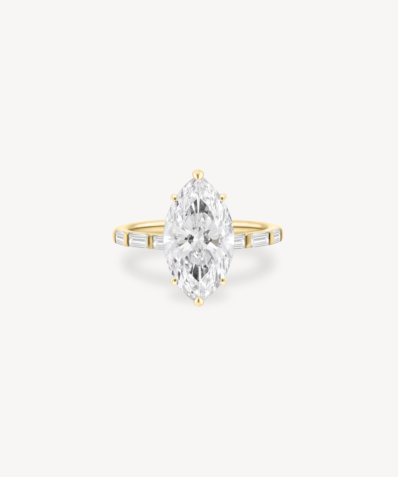Marquise and Baguette Cut Diamond Ring in Bar Setting