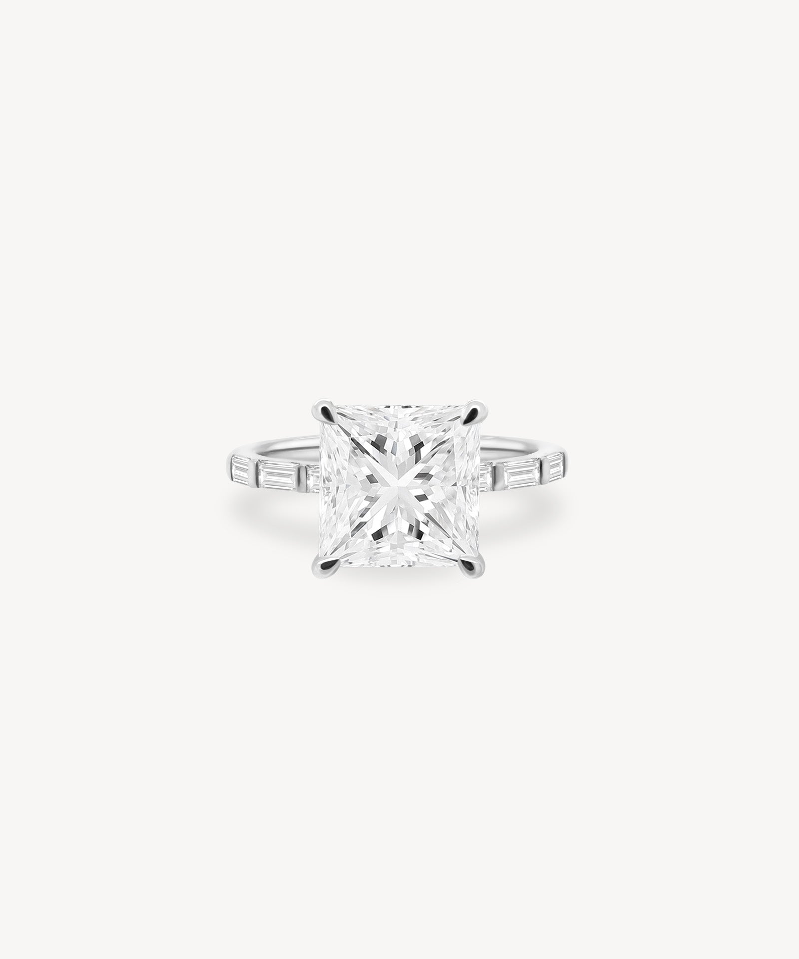 Princess and Baguette Cut Diamond Ring in Bar Setting