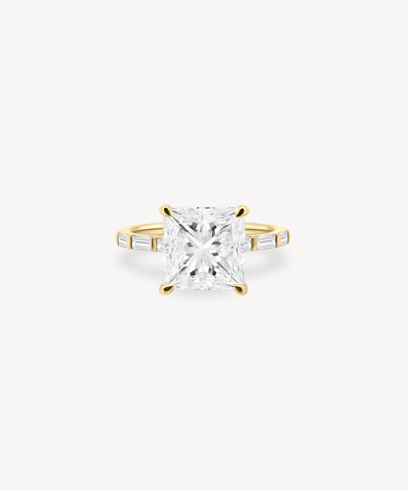 Princess and Baguette Cut Diamond Ring in Bar Setting