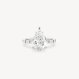 Pear and Baguette Cut Diamond Ring in Bar Setting