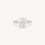 Radiant and Baguette Cut Diamond Ring in Bar Setting