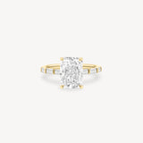 Radiant and Baguette Cut Diamond Ring in Bar Setting