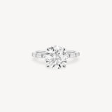 Round and Baguette Cut Diamond Ring in Bar Setting