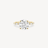 Round and Baguette Cut Diamond Ring in Bar Setting