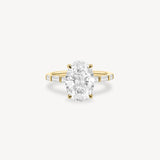 Oval and Baguette Cut Diamond Ring in Bar Setting