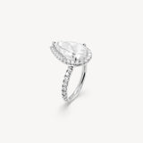 Pear Cut Diamond Halo Pavé Ring in Cathedral Setting