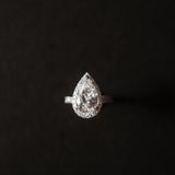 Pear Cut Diamond Halo Pavé Ring in Cathedral Setting